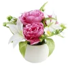 Composition florale artificielle en pot rose rose et lys blanc Ø24xH22cm < Gifi Hot