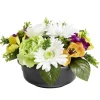 Composition florale artificielle pot lesté 12 tiges coquelicot gerbera