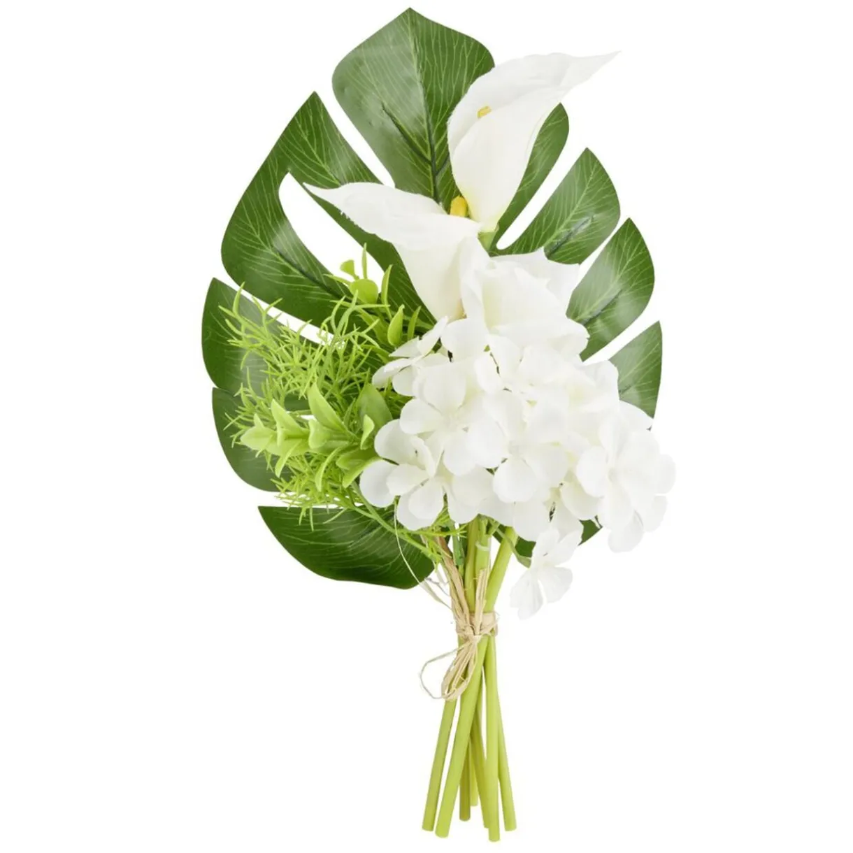 Composition florale artificielle monstera et bouquet blanc 20x13xH36cm < Gifi Online