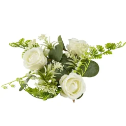 Composition florale artificielle couronne fleurs blanches Ø30cm