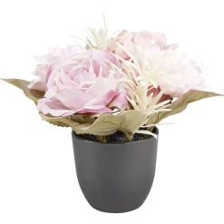 Composition florale artificielle pot hortensia/rose/pivoine 6 tiges Ø25xH19cm