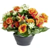 Composition florale artificielle lys rose eucalyptus orange vasque Ø38xH35cm