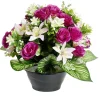 Composition florale artificielle roses lys eucalyptus vasque Ø38xH35cm < Gifi New