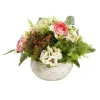 Composition florale artificielle multifleur rose saumon dans vasque Ø42xH33cm < Gifi Hot