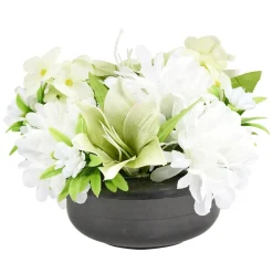 Composition florale artificielle pot hortensia/lys blanc vert 15 tiges < Gifi Sale