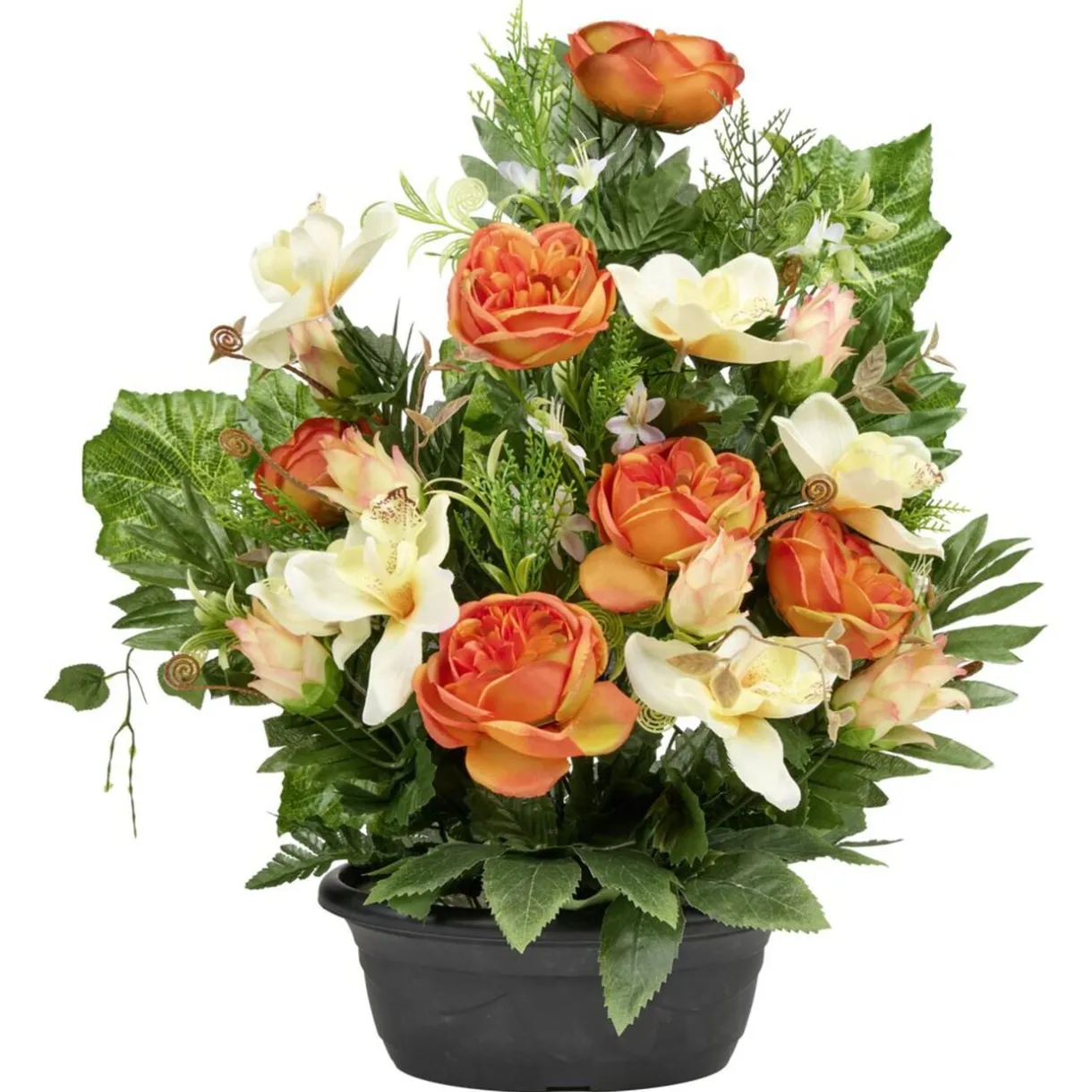 Composition florale pivoine orchidée lotus lierre pot ovale 54x10xH62cm (3 modèles) < Gifi Clearance