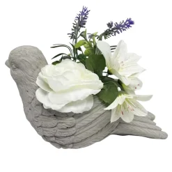 Composition pot ciment pivoine fleur artificielle décor statuette ange < Gifi Hot