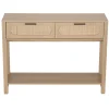 Console en bois et rotin Kanna 2 tiroirs 100x30xH75cm < Gifi Discount