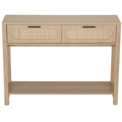 Console en bois et rotin Kanna 2 tiroirs 100x30xH75cm < Gifi Discount