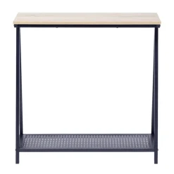 Console 2 niveaux Luffi en bois et métal ajouré noir 78x24xH78,5cm