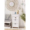 Console 3 tiroirs 1 poignée métal structure bois blanc 39x29xH76cm < Gifi