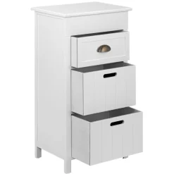 Console 3 tiroirs 1 poignée métal structure bois blanc 39x29xH76cm < Gifi