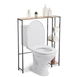 Contour WC 3 niveaux bois et métal noir