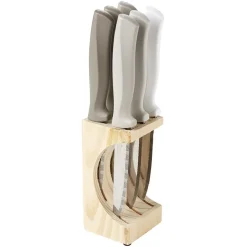 Coouteau à steak inox x6 et bloc en pin