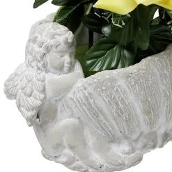 Coquillage en ciment statuette ange fleur artificielle orange et blanc < Gifi Clearance