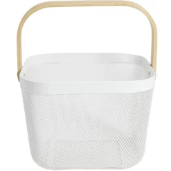 Corbeille à fruit métal mesh blanc et anse bambou < Gifi Best
