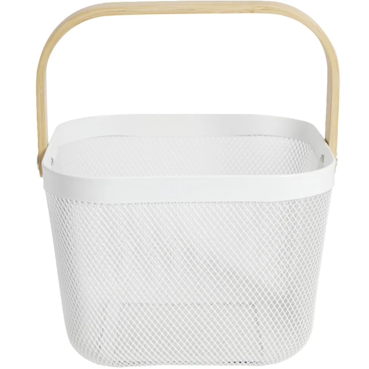 Corbeille à fruit métal mesh blanc et anse bambou < Gifi Best