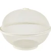 Corbeille à fruits avec cloche métal grillagé blanc crème Ø28,5xH22cm