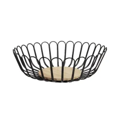 Corbeille à fruits forme fleur métal et bois Ø26cm