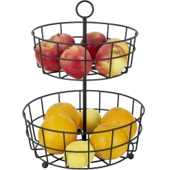 Corbeille à fruits 2 niveaux métal noir Ø28xH38cm < Gifi New