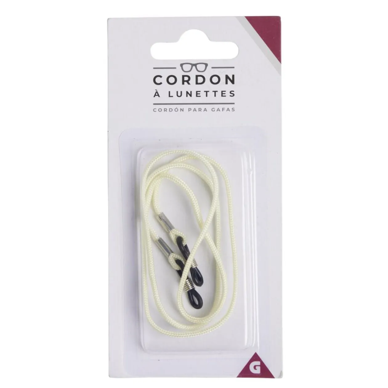 Cordon à lunette uni L64cm (2 modèles)