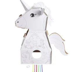 Costume en carton forme animal à colorier avec 6 feutres (2 modèles licorne ou dinosaure) < Gifi