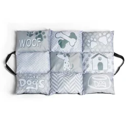 Couchage nomad chien gris et blanc 92x62xH8cm