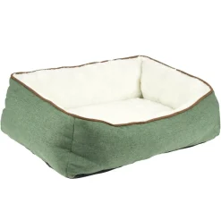 Couchage pour animal taille S L60X45XH19 cm vert et blanc