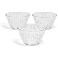 Coupe à dessert verre écaille relief transparent x3