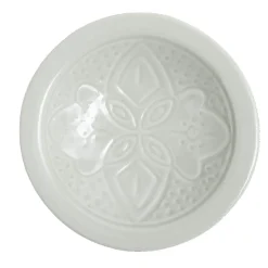 Coupelle creuse faïence unie verte avec motif en relief Ø14xH4cm