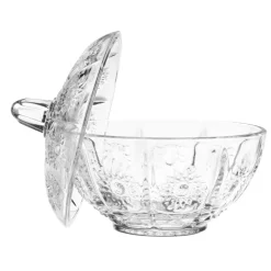 Coupelle en verre avec couvercle motif floral Ø12xH12cm