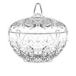 Coupelle en verre avec couvercle motif diamant Ø12xH12cm