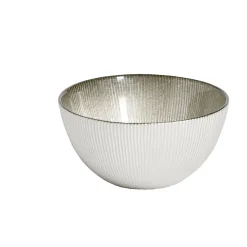 Coupelle en verre strié avec paillettes doré Ø15xH7,5cm