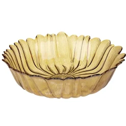Coupelle forme fleur verre jaune ambre Ø20xH5cm