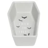 Coupelle Halloween forme cercueil dolomite blanc 9,5x17,5cm