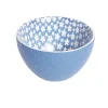 Coupelle porcelaine motif fleur bleue et blanche Ø13xH7,2cm