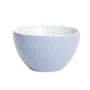 Coupelle porcelaine motif tissé blanc et bleu pastel Ø13xH7,2cm < Gifi New