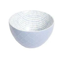 Coupelle porcelaine motif tissé blanc et bleu pastel Ø13xH7,2cm < Gifi New