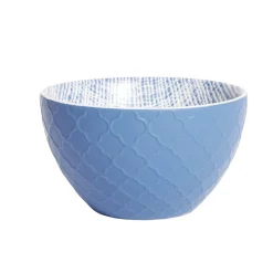 Coupelle porcelaine motif tissé blanc et bleu Ø13xH7,2cm