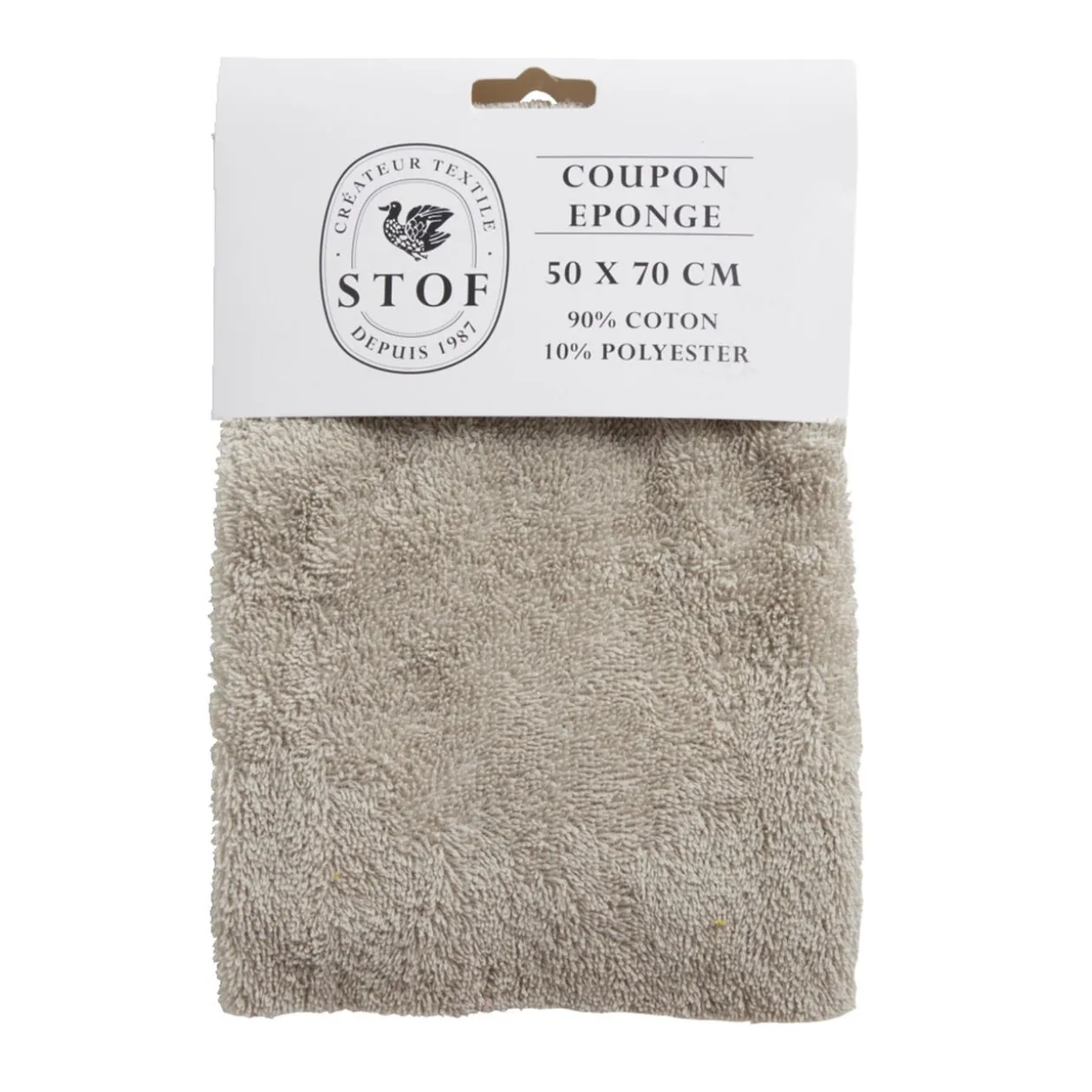Coupon tissu coton éponge 50x70cm beige