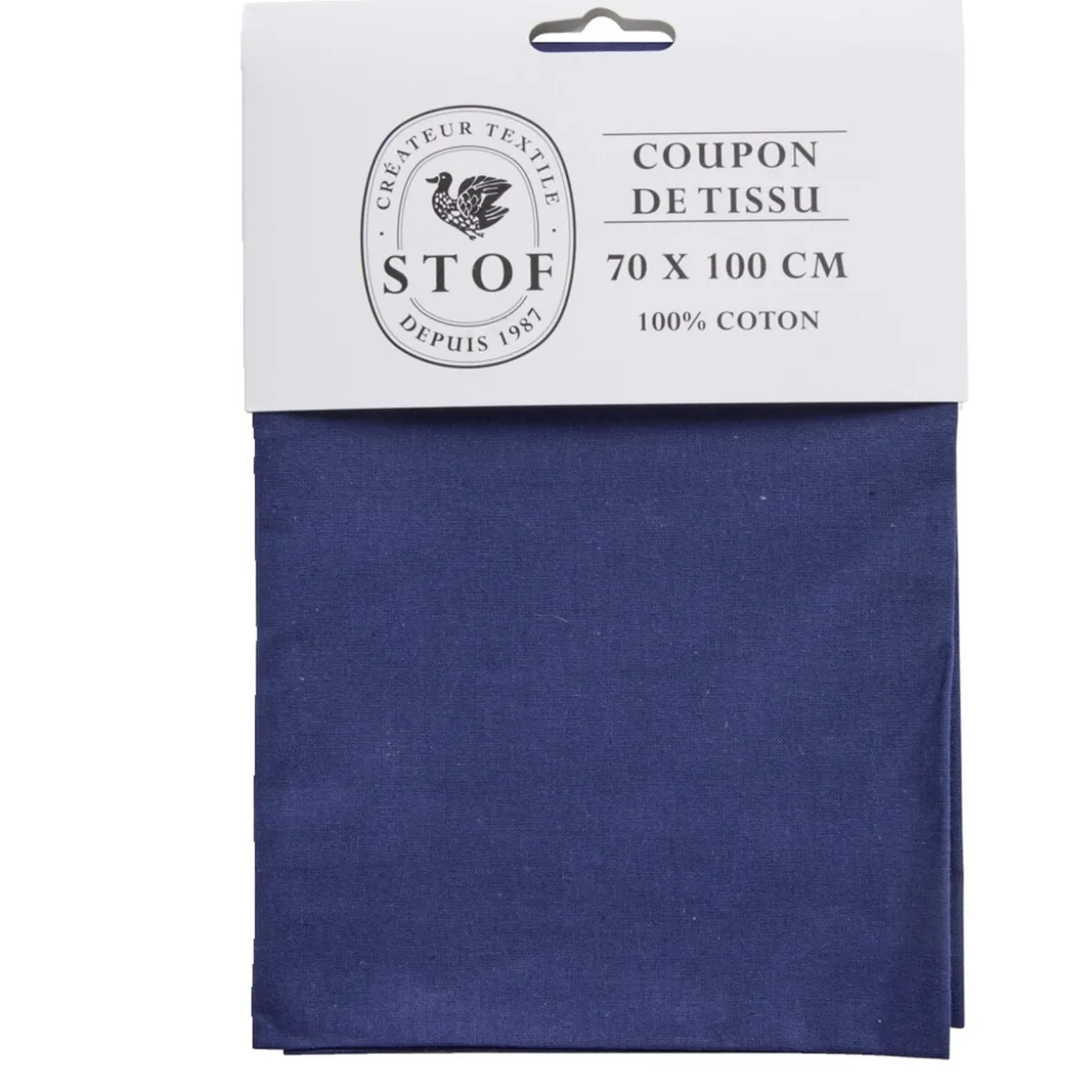 Coupon tissu coton 70x100cm bleu marine