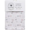 Coupon tissu imprimé coeurs 70x100cm coton blanc