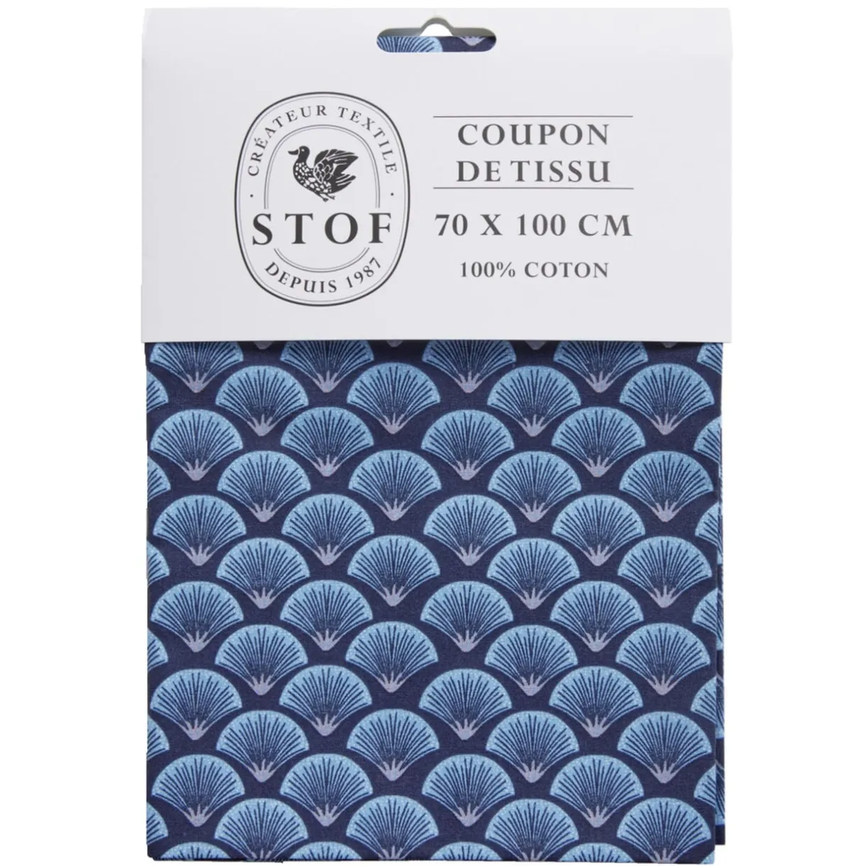 Coupon tissu imprimé Fortuna 70x100cm coton bleu marine et bleu < Gifi Sale