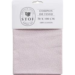 Coupon tissu imprimé Pallinou 70x100cm coton rose poudré et blanc < Gifi Outlet