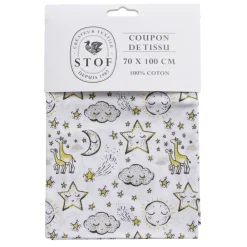 Coupon tissu imprimé Solune 70x100cm coton jaune