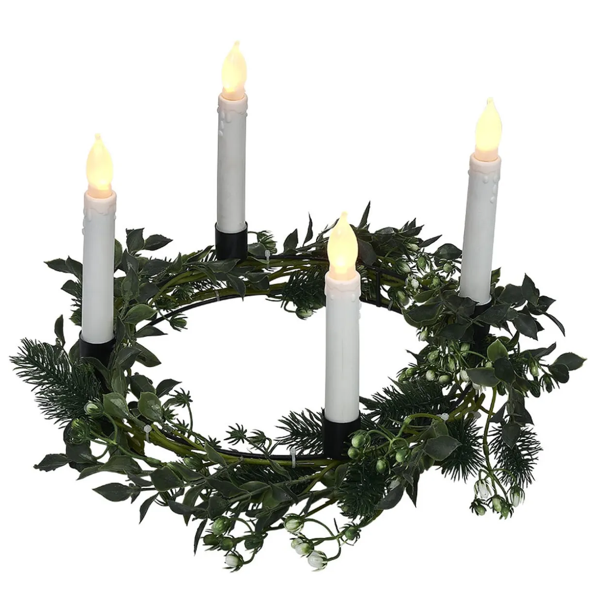 Couronne centre de table eucalyptus artificiel avec chandelle LED x4