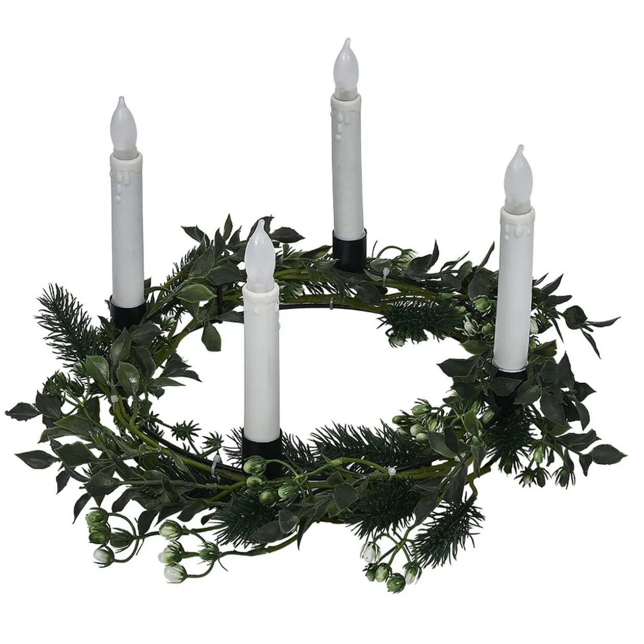 Couronne centre de table eucalyptus artificiel avec chandelle LED x4