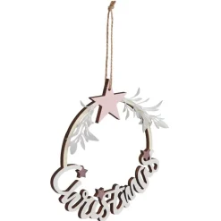 Couronne Christmas en bois blanc Ø15cm < Gifi Outlet