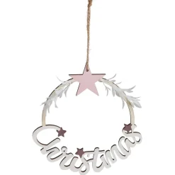 Couronne Christmas en bois blanc Ø15cm < Gifi Outlet