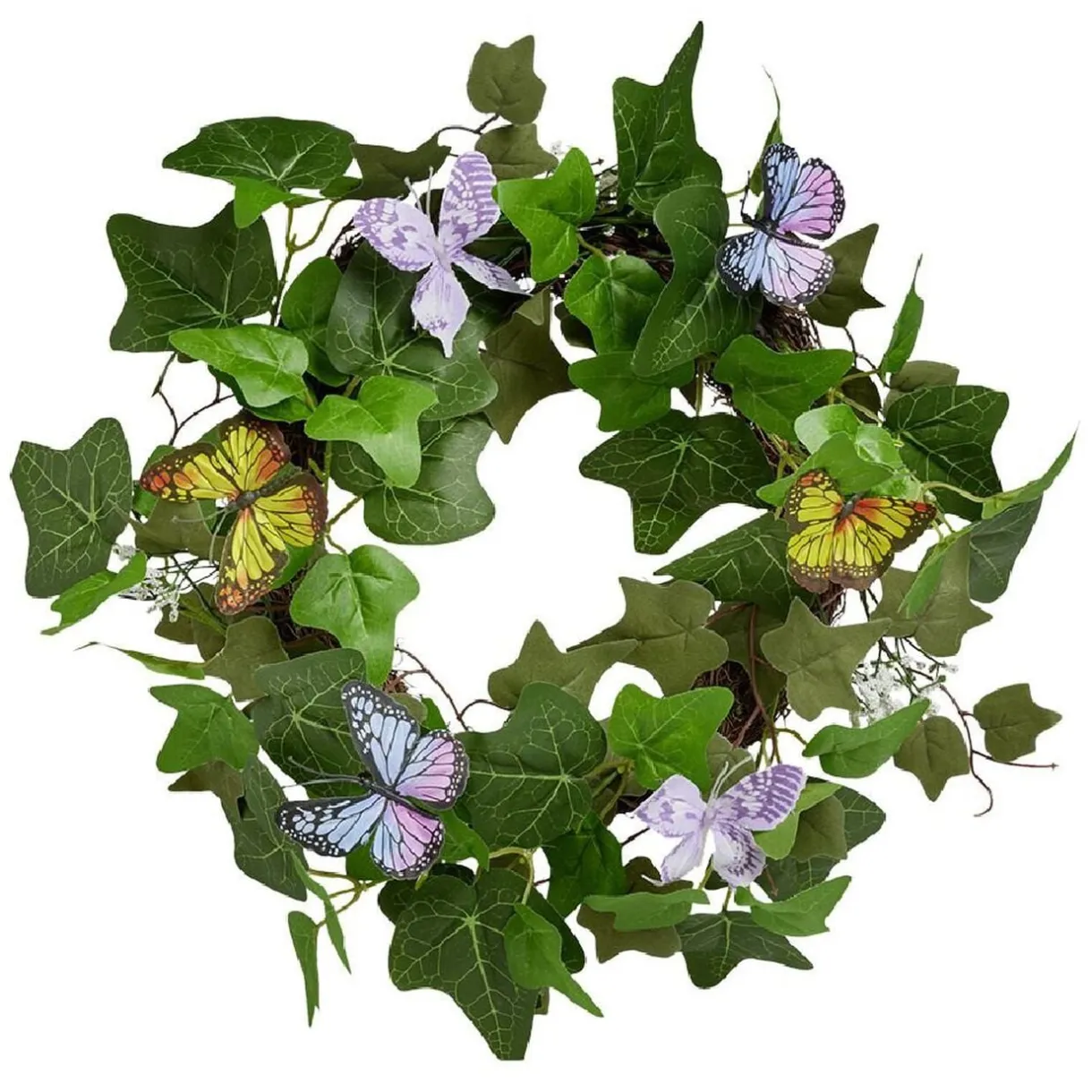 Couronne déco printemps lierre artificiel et papillons Ø45cm < Gifi Best